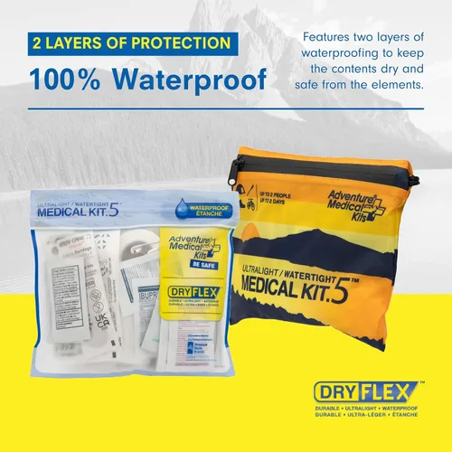 Vista 4 de Adventure Medical Kits Kit médico Ultraligero/Resistente al agua .5 - Hasta 2 personas, hasta 2 días - Incluye vendajes, elementos esenciales