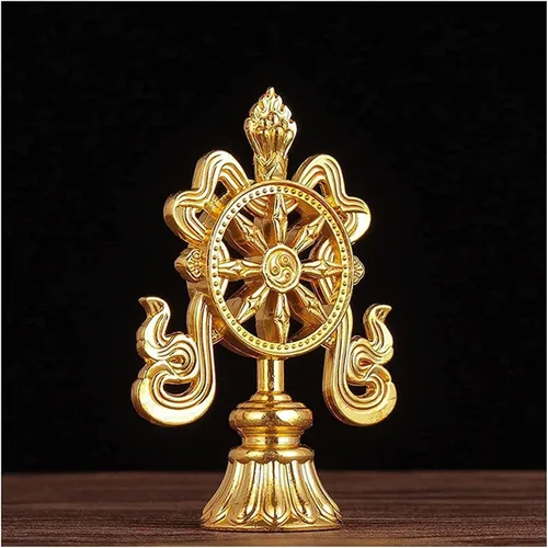 Vista 2 de Escultura Estatuilla de mesa Decoración Chapado en oro Proveedores budistas tibetanos Tranic Ocho símbolo auspicioso Poniendo Decorar Instrumentos