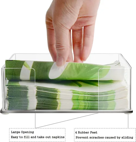 Vista 5 de Servilletero de Acrílico, Soporte de Servilletas de Acrílico para Mesa y Cocina, Servilleteros de Mesa, Bandeja de Servilletas para Baño, Cocina