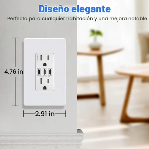 Vista 2 de Cubierta de Tomacorriente, Placa de Pared Decorativa sin Tornillos, Cubierta de Enchufe de Interruptor de Luz, Tamaño Estándar de 1-Gang, Blanco