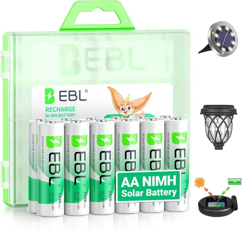 Vista 11 de EBL Baterías recargables AA, 1.2 V 1100 mAh de alta capacidad AA para luces solares de jardín (paquete de 8) Mercury-Free, 1200 Cycles, AA