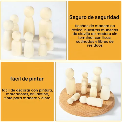 Vista 5 de JMIATRY 100PCS Madera Peg Personas Madera Peg Muñecas Personas de Madera
