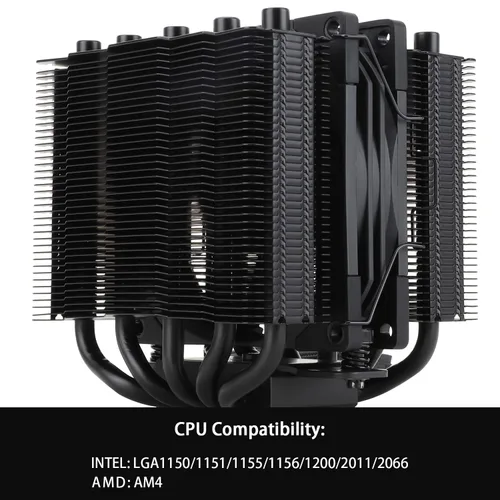 Vista 4 de Thermalright Silver Soul 110 Black CPU Cooler Dual Towers, 5 tubos de calor, 4.331 in de altura, ventilador TL-B9B PWM, cubierta de disipador