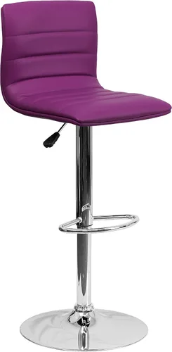 Vista 62 de Flash Funiture silla de bar ajustable con base cromada, Vinilo, Gris