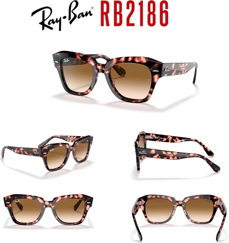 Vista 7 de Ray-Ban State Street RB2186 - Lentes de sol cuadrados para hombre y mujer + paquete con kit de gafas de diseñador iWear