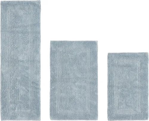 Vista 509 de Better Trends - Juego de 2 alfombras de baño 100% algodón, extra suaves, con borlas, de 17" x 24", alfombra de baño superabsorbente y reversible