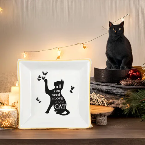 Vista 5 de Regalos para los amantes de los gatos, bolsa de maquillaje con cremallera de gato negro y organizador de neceser de viaje, Regalos decorados
