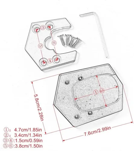 Vista 3 de Motorcycle Side Stand pad CNC Kickstand Motorcycle Foot Side Stand Extension Pad Support Plate Enlarge for Y&AMAHA X-MAX X MAX Xmax 300 125 250 Red