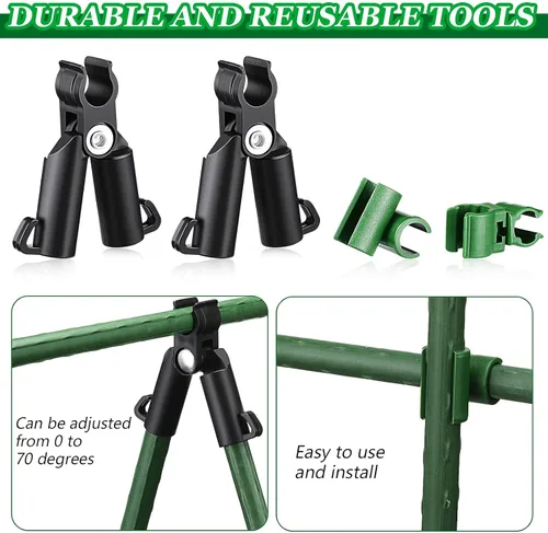 Vista 5 de 50 piezas de clip de conector de enrejado ajustable para plantas, estacas de plástico para jardín, tipo A, clip de hebilla para juntas de conexión