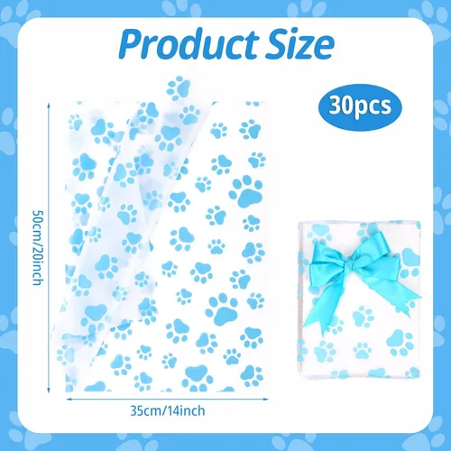 Vista 2 de XIHIRCD 30 piezas de papel de seda de pata de perro, 20 x 14 pulgadas, lindo papel de seda con estampado de patas, papel de papel de seda