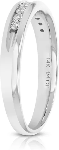 Vista 8 de VIR JEWELS Alianza de boda de diamante de 1/4 quilates a 1 cttw para mujer, anillo de boda de diamante de ajuste cómodo en juego de canales de oro