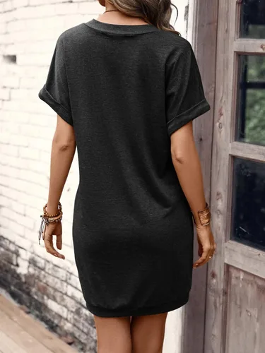 Vista 2 de SOLY HUX T-Shirt Dress for Women V Neck Short Sleeve Basic Tunic Top T Shirt Dresses Casual Dress with Pockets