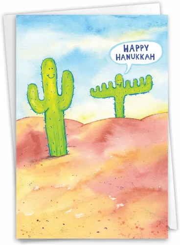 Vista 11 de NobleWorks Divertida tarjeta de papel de Janucá con sobre de 5 x 7 pulgadas (1 tarjeta) Tarjetas de festividades judías Dreidel Hustler C8770HKG