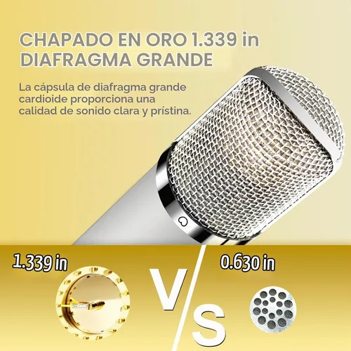 Vista 3 de SUUNTOK FET Micrófono condensador profesional XLR Micrófono de estudio con diafragma grande de 1.339 in, micrófono de grabación cardioide, Gris