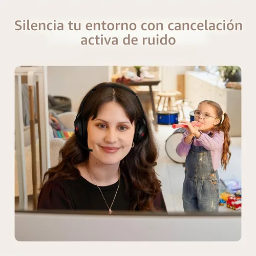 Vista 5 de Jabra Evolve2 55 Stereo - Auriculares inalámbricos con tecnología AirComfort, micrófonos con cancelación de ruido y cancelación activa de ruido