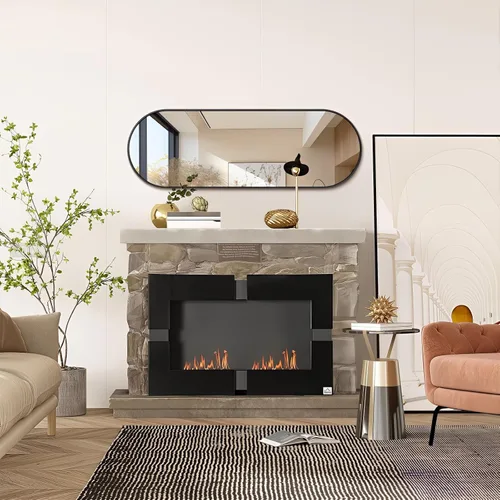 Vista 9 de Niccy - Espejo ovalado de longitud completa de 48"×16", espejo largo de pared con marco de aluminio, espejos grandes para sala de estar, espejo Negro