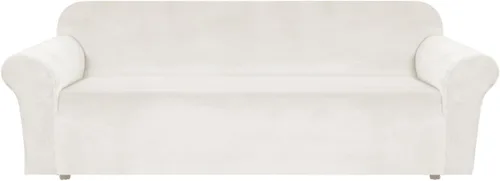 Vista 10 de H.VERSAILTEX Fundas de terciopelo elástico para sofá de dos plazas, fundas para sofá de 2 cojines para sala de estar, fundas deslizables con correas