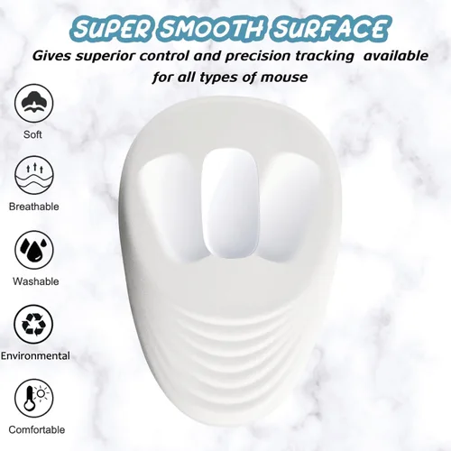 Vista 4 de Alfombrilla de mouse ergonómica con soporte de muñeca, alfombrilla de mouse blanca con reposamuñecas, toda la espuma viscoelástica y base