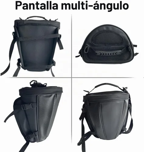 Vista 7 de Bolsa de cola para motocicleta, multifuncional, para guardar en el asiento trasero, bolsa de sillín, bolsa de tanque para motocicleta con correa