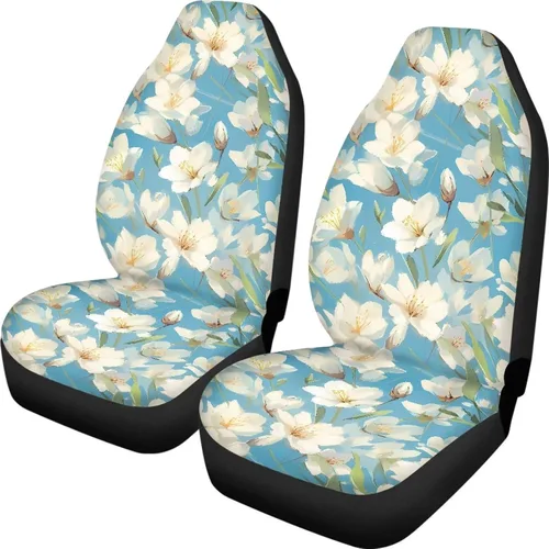 Vista 25 de Funda de asiento de automóvil con margaritas bohemias, diseño hippy arcoíris, margarita, flores, antideslizante, SUV, sedán, furgoneta, protector