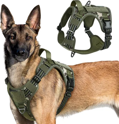 Vista 42 de rabbitgoo Arnés táctico para perros pequeños, chaleco de servicio militar sin tirones con asa y Molle, de fácil control para entrenar y caminar