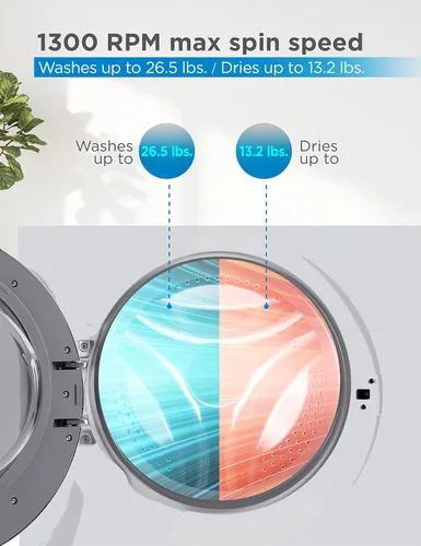 Vista 6 de BLACK+DECKER Combo de lavadora y secadora, 2.7 pies cúbicos Todo en uno con pantalla LED y 16 ciclos