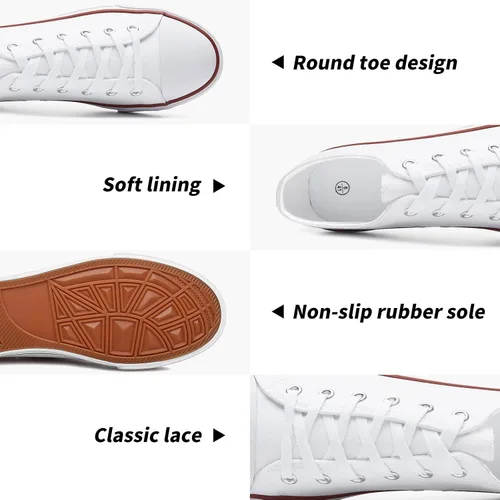 Vista 2 de yageyan Zapatos bajos de lona para hombre Zapatillas casuales clásicas Zapatos de moda en blanco y negro