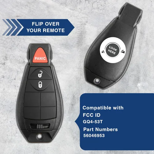 Vista 5 de KeylessOption Alarma remota para llave de coche sin llave para Dodge Ram, Jeep Cherokee GQ4-53T