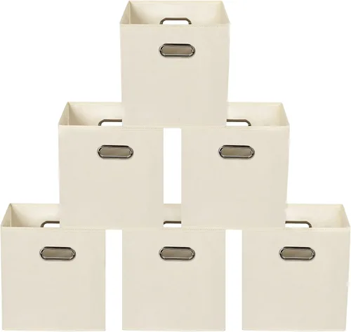 Vista 40 de Yunkeeeper - Contenedores de almacenamiento, cubos organizadores de tela con asa, cubos plegables para almacenamiento de tela o accesorios, 11 x 11