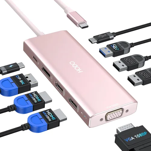 Vista 14 de Adaptador multipuerto USB-C para MacBook Air/Pro - Dongle HDMI 6 en 1 con puertos 4K, USB 3.0, lector de tarjetas SD/TF para MacBook M1/m2/m3/m4