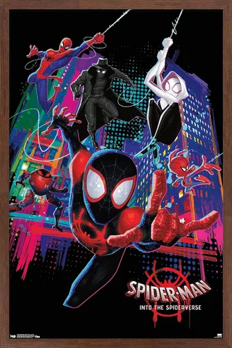 Vista 17 de Trends International Marvel Spider-Man - Póster de pared con texto en inglés "Into The Spider-Verse", 14.725 x 22.375 pulgadas, versión enmarcada