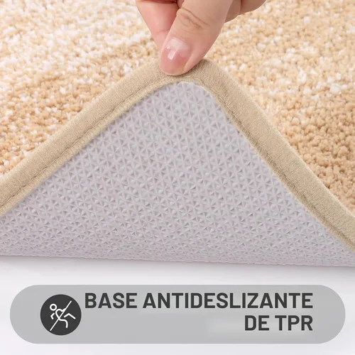 Vista 5 de Bsmathom Juego de 4 tapetes de baño de microfibra de felpa, color beige