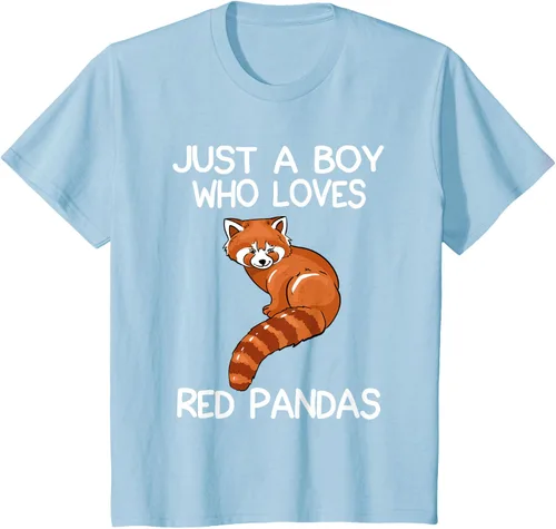 Vista 8 de Just A Boy Who Loves Red Pandas Gift - Camiseta con diseño de panda roja, Negro, S