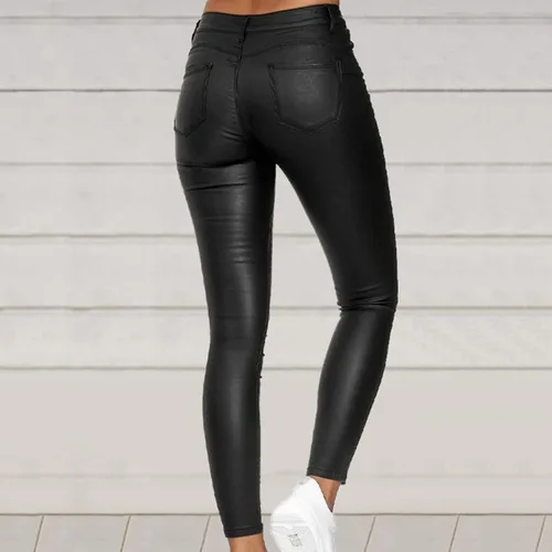 Vista 8 de Pantalones de entrenamiento para mujer leggings de fitness cintura alta pantalones ajustados con botones sólidos pantalones de yoga para hombre sexy