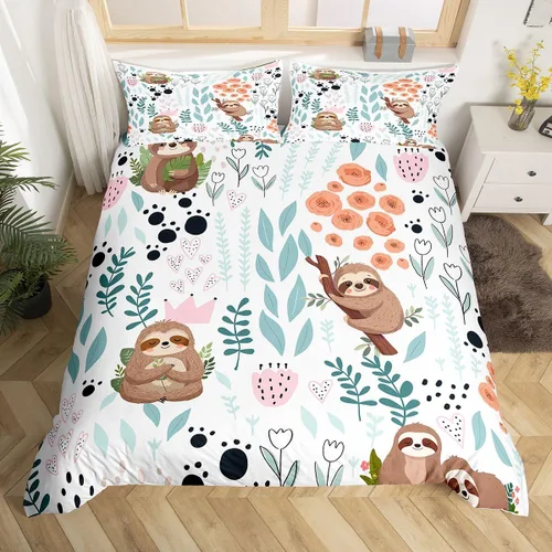 Vista 19 de Erosebridal Juego de ropa de cama individual de animales de la selva para niñas y niños, funda de edredón de elefante oso, tigre, león, safari