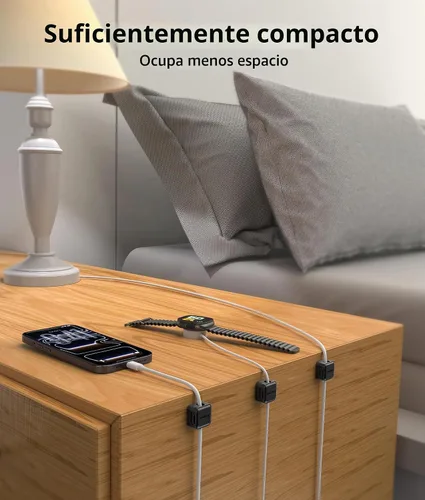 Vista 3 de Paquete de 9 clips magnéticos para cables, organizador de cables para escritorio, clips para cables, organizador adhesivo para cables USB, soporte