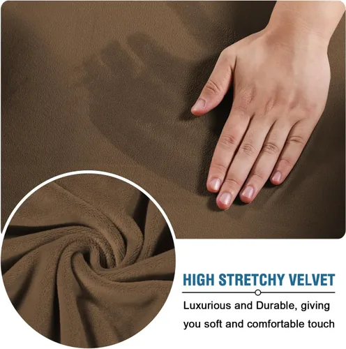 Vista 4 de H.VERSAILTEX - Funda elástica para sofá de 2 piezas, funda protectora de terciopelo, suave, con parte inferior elástica, con un ancho de hasta 49
