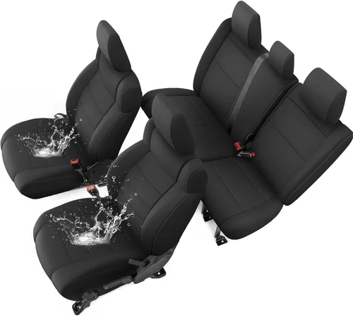 Vista 18 de GIANT PANDA Fundas de asiento de neopreno para Jeep Wrangler TJ (2003-2006), fundas de asiento impermeables de neopreno, acolchadas de espuma