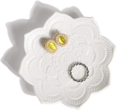 Vista 8 de PUDDING CABIN Plato para anillos de mandala azul, regalo de cumpleaños para amiga mujer mujeres madres niñas