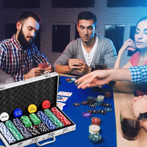 Vista 6 de Aoriher Juego de Casino de Blackjack, incluye 300 fichas de póquer, fieltro de casino, 1 barajador automático de cartas, zapato repartidor de 6