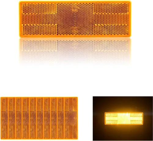 Vista 16 de Reflector - Rectángulo autoadhesivo de seguridad, impermeable, para entrada de buzón de remolque (modelo A/2 unidades, naranja)
