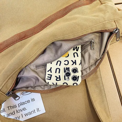 Vista 5 de Bolsos cruzados de lona para mujeres y hombres, bolso de hombro estilo hobo bolso de mano para el trabajo, compras y viajes