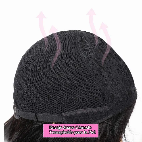 Vista 4 de PANEWAY Pelucas de cabello humano corto con flequillo, pelucas de cabello humano virgen brasileño ondulado para mujeres negras y blancas, pelucas