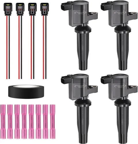 Vista 40 de Juego de 4 bobinas de encendido y arnés de cableado con conector pigtail compatible con Accord Odyssey Acura Saturn 3.0L 3.2L 3.5L V6 C1221 UF242