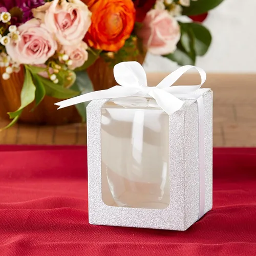 Vista 8 de Kate Aspen, Caja de regalo dorada brillante, regalo o recuerdo de fiesta, puede contener copas de vino sin tallo de 9 onzas (juego de 12)
