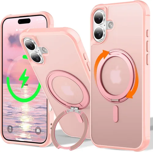Vista 12 de UMIONE - Funda con diseño de anillo magnético giratorio de 360° para iPhone 11, soporte de bucle invisible integrado, compatible con Magsafe, funda