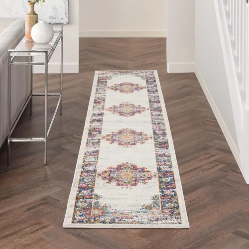 Vista 26 de Nourison Passion Alfombra marfil/negro, de 2 pies 2 pulgadas x 10 pies, fácil de limpiar, no desprende pelo, para habitación, sala, comedor, cocina