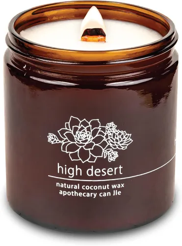 Vista 53 de Vela de mecha de madera agrietada Hemlock Park hecha a mano con cera de coco natural (grande de 16 oz, ámbar) Coconut Apricot Wax Crackling Wood
