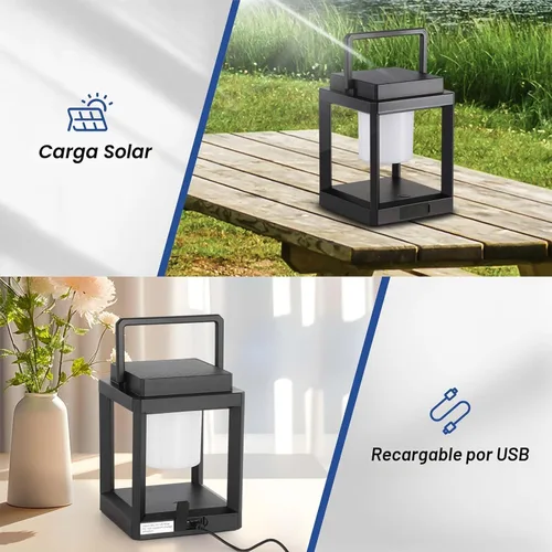 Vista 4 de Linterna Solar de Mesa para Exteriores: Luces LED Colgantes Portátiles - Luces Decorativas Impermeables para Patio y Camping