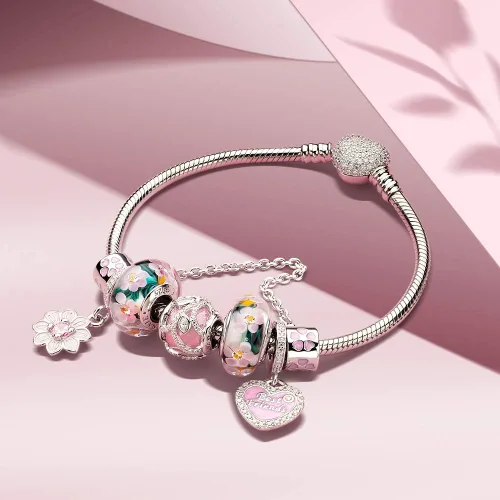 Vista 4 de Abalorios colgantes de plata de ley 925 de cristal de Murano para mujer, mariposa, abeja, mariquita, para pulseras